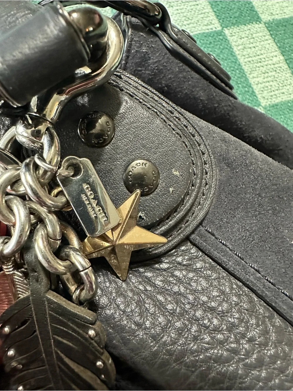 Coach Mixed Leather Edie 42 Shoulder Bag